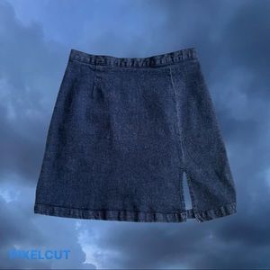 Retro denim mini skirt with side slit y2k